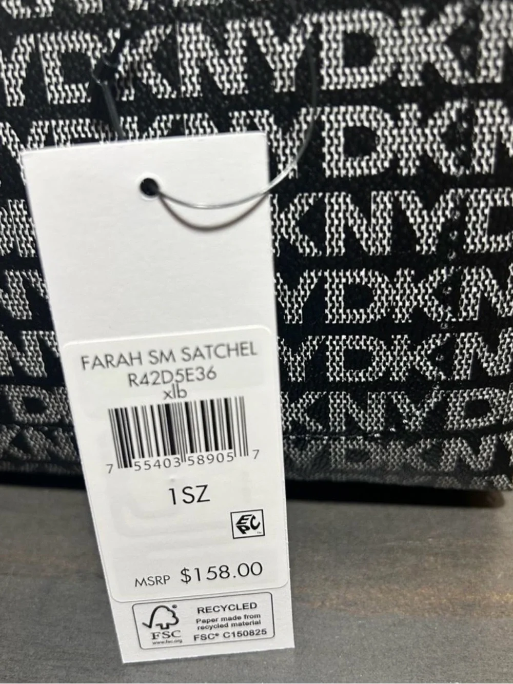 DKNYC Black & White Logo Farah Mini Satchel